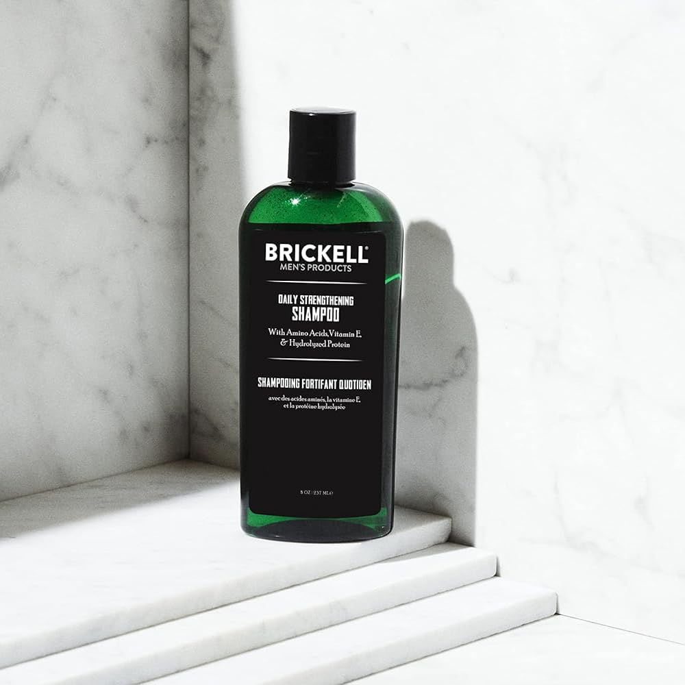 Brickell Men's Products Daily Strengthening Shampoo for Men, Natural and Organic Featuring Mint and Tea Tree Oil To Soothe Dry and Itchy Scalp, Sulfate Free and Paraben Free, 8 Ounce, Scented