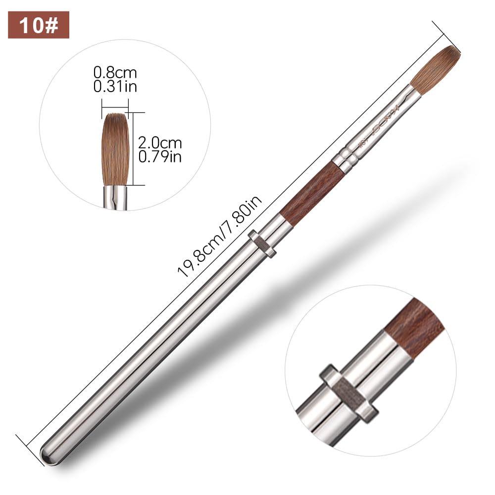 KADS Acrylic Nail Brush with Penholder Nail Brush for Acrylic Application-Oval Shaped Powder Nail Design Tools for Professional Manicure DIY Home Salon (10#)