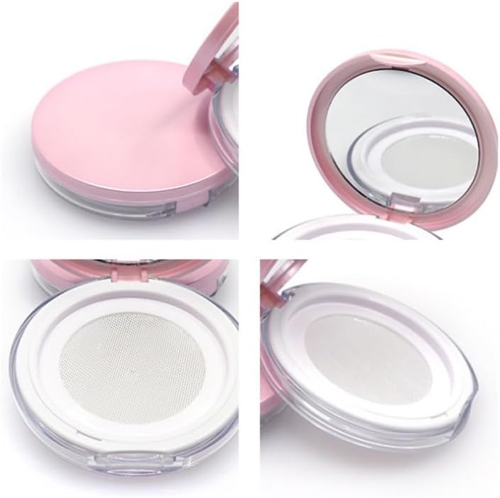2 Pcs Powder Container with Puff Reusable Empty Compact Powder Makeup Case with Elasticated Net Sifter and Mirror Travel Container Case Portable for Women