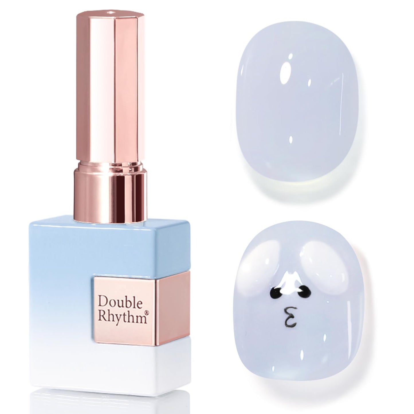 Double Rhythm 0.50 OZ Translucent Gel Polish Same Color Same Bottle Sheer Pastel Neutral Natural Milky 15 ML Jelly UV Nail Art DIY at Home (Blue-A1624)