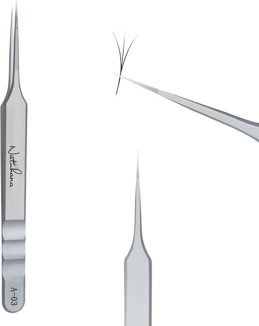High Precision Lash Tweezers for Individual and Volume Eyelash Extensions Premium Stainless Steel Straight Fiber Tip Professional Isolation Tweezer