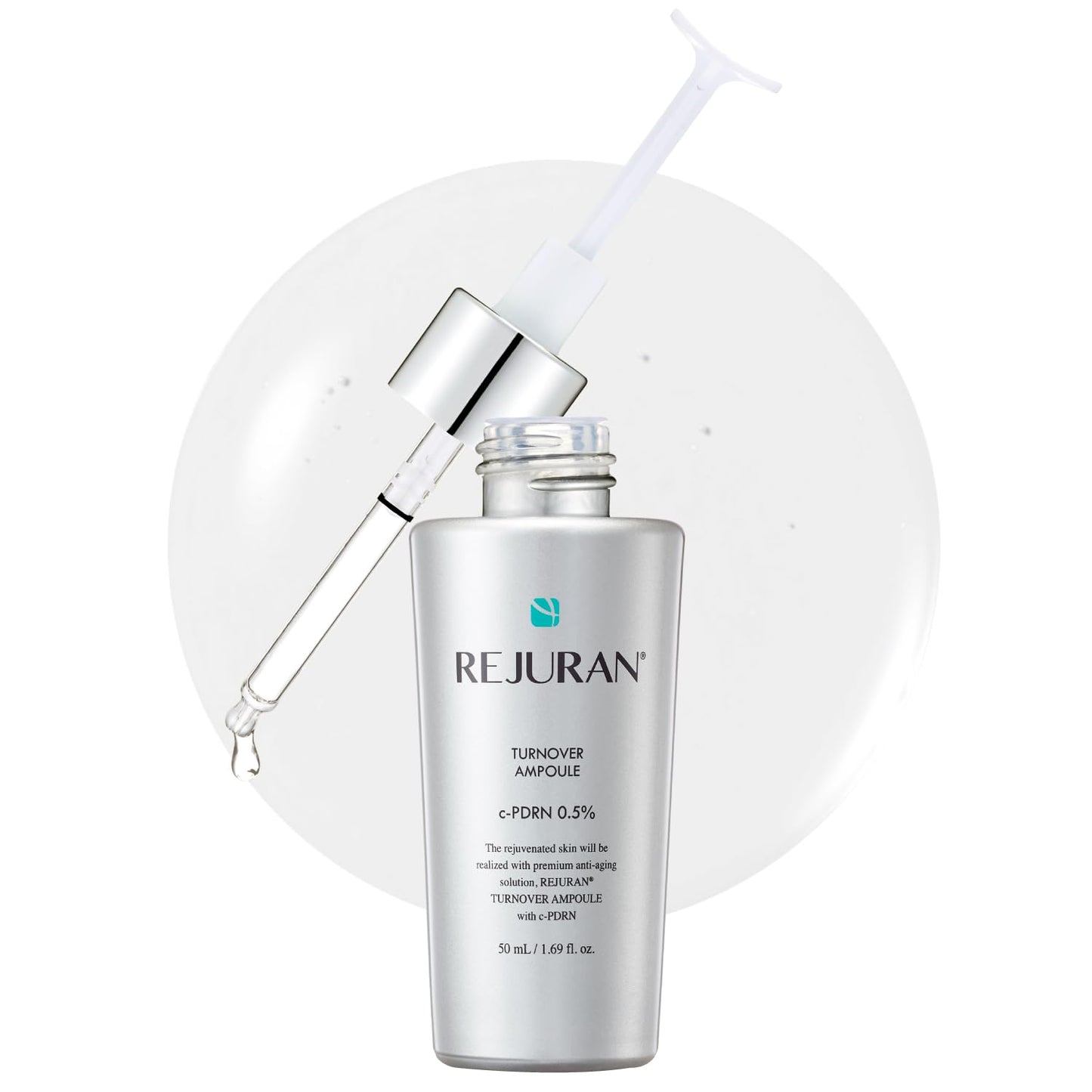 REJURAN® Turnover Ampoule, c-PDRN® [Larger Size] - Original Salmon DNA PDRN Face Serum for Rejuvenation, Firming, Hydration & Youthful Glow, Smooths Skin Texture. Korean Skincare (1.69 fl oz)