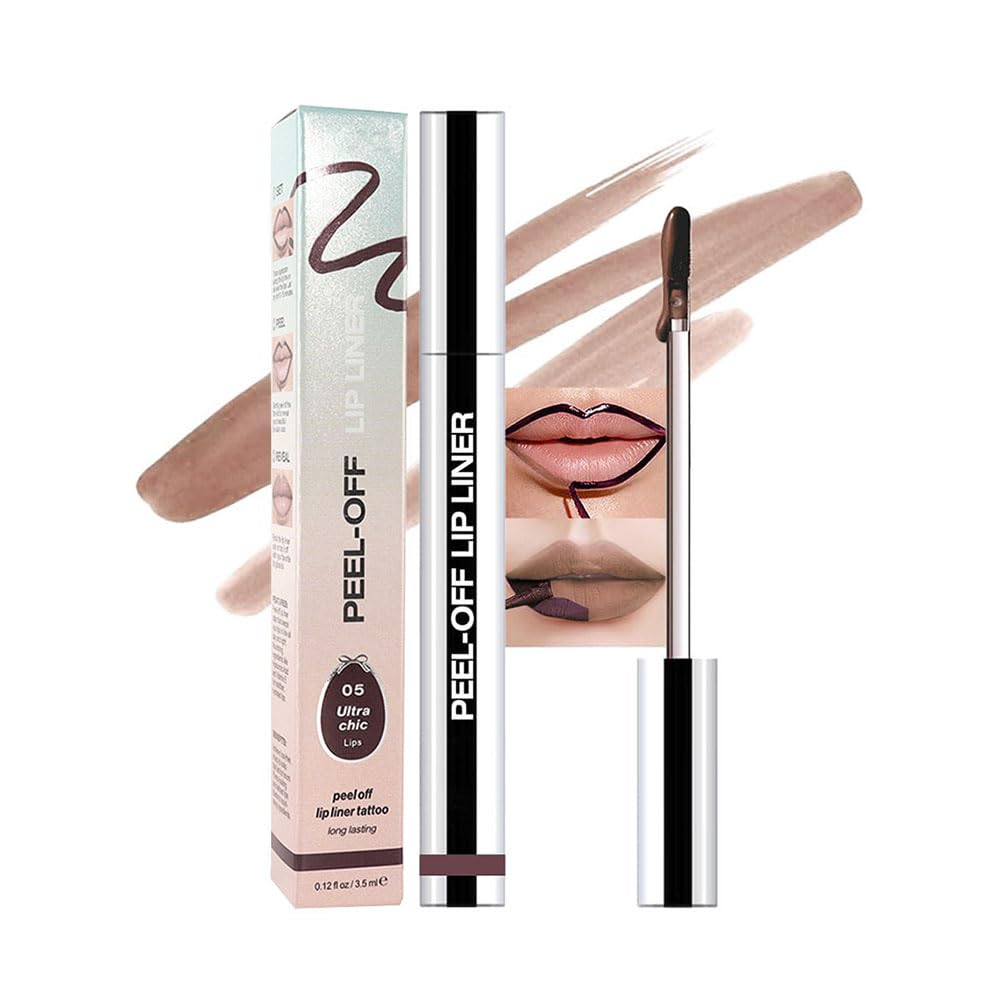 Matte Lip Gloss Stain-Peel Off Lip Liner Tattoo, Dark Brown Lip Tint，Long Lasting Peel Off Lip Stain, Waterproof Transfer-proof Lip Mask Lip Liner Peel Off Lip Gloss,Stayn Lip Makeup. #05