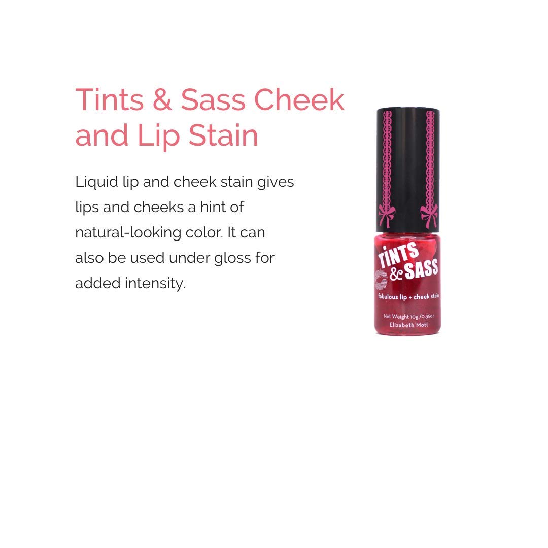 Elizabeth Mott Tints & Sass Lip and Cheek Stain – Long-Lasting Rosy Pink Tint for Lips & Cheeks, Natural Buildable Color, Smudge-Proof, Lightweight, Cruelty-Free Makeup for All Skin Tones (10g/0.35oz)