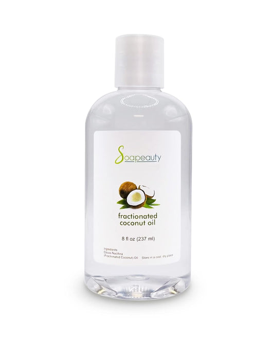 Soapeauty FRACTIONATED COCONUT OIL Cold Pressed Refined | 100% Natural Available in Bulk | Carrier for Essential Oils, Face, Skin, Hair Moisturizer, Soap Making | 8 fl oz