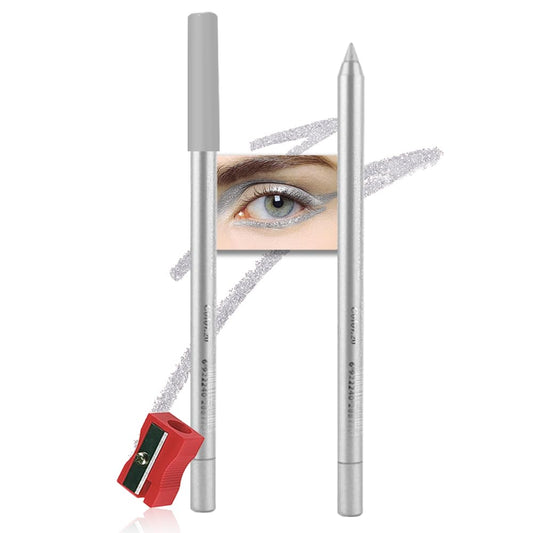 Kaely Gel Eyeliner Pencil for Women, Silver Eye Liner Waterproof Smudge Proof with Sharpener, Waterline Eye Makeup Liners, delineador de ojos contra el agua, Vegan & Cruelty-Free, 20
