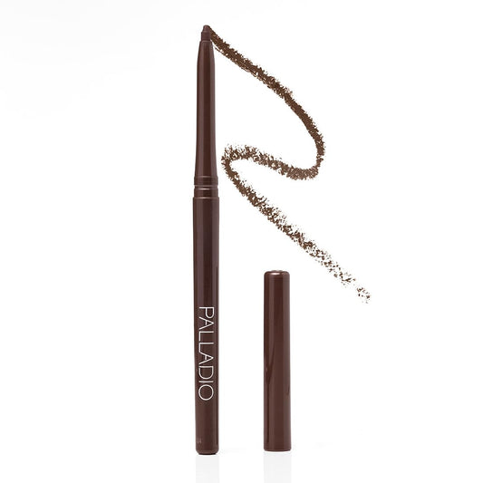 Palladio Retractable Waterproof Eyeliner, Richly Pigmented Color and Creamy, Slip Twist Up Pencil Eye Liner, Smudge Proof Long Lasting Application, All Day Wear, No Sharpener Required, Black Brown