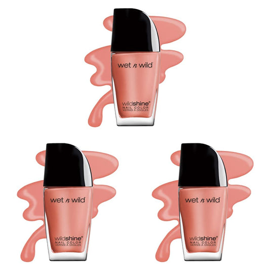 wet n wild Wild Shine Nail Polish, Peach Pink She Sells, Nail Color (Pack of 3)