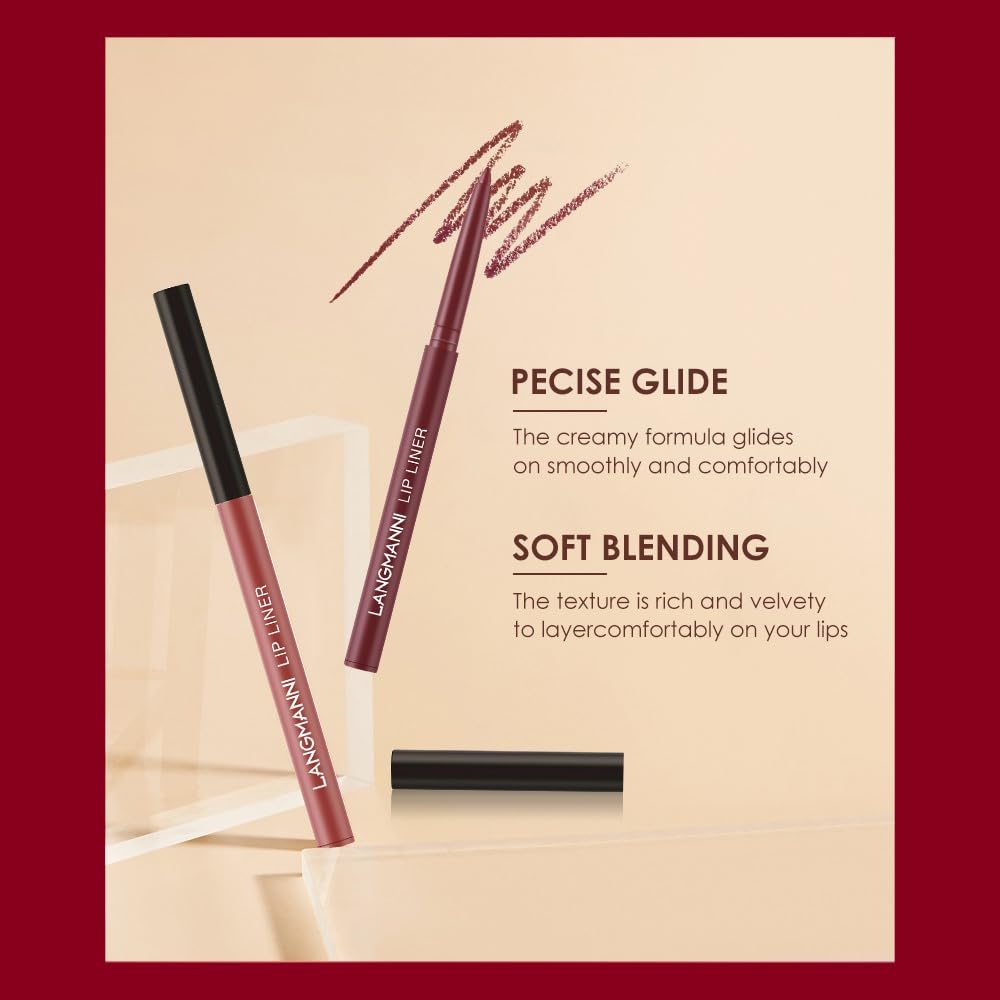LANGMANNI 6 Matte Lipstick with 6 Lipliners Durable Makeup Set,Long-Lasting Non-Stick Cup Not Fade Waterproof Pigmented Velvet Lipgloss Kit Beauty Cosmetics Makeup Gift for Girls (#C)