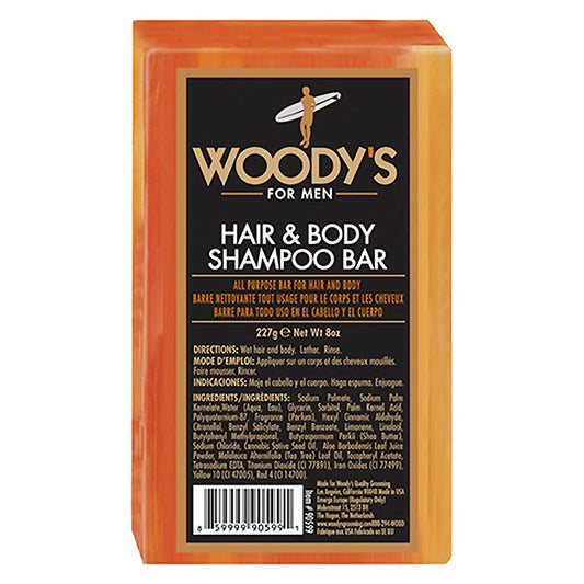 Woody's Men's 2-in-1 Hair & Body Shampoo Bar, Rich, Thick Lather Formula, Conditions, Nourishes, Moisturizes, For All Skin Types, 8 Oz.