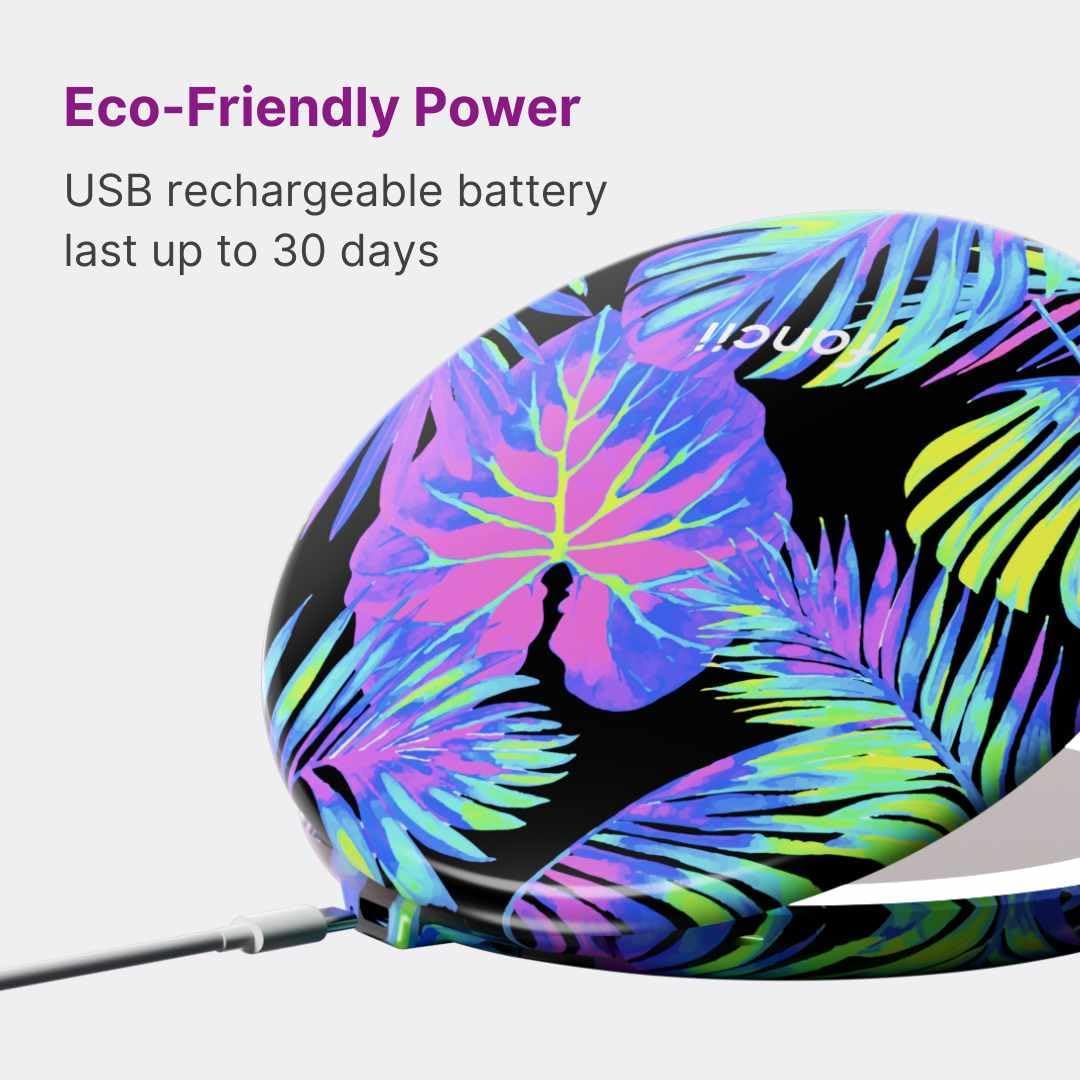 Fancii Taylor LED Lighted Compact Travel Mirror, Rechargeable, 10x /1x Magnifying, 3 Light Settings - Best for Makeup, On The Go Touch-Ups, Grooming (Neon Oasis)