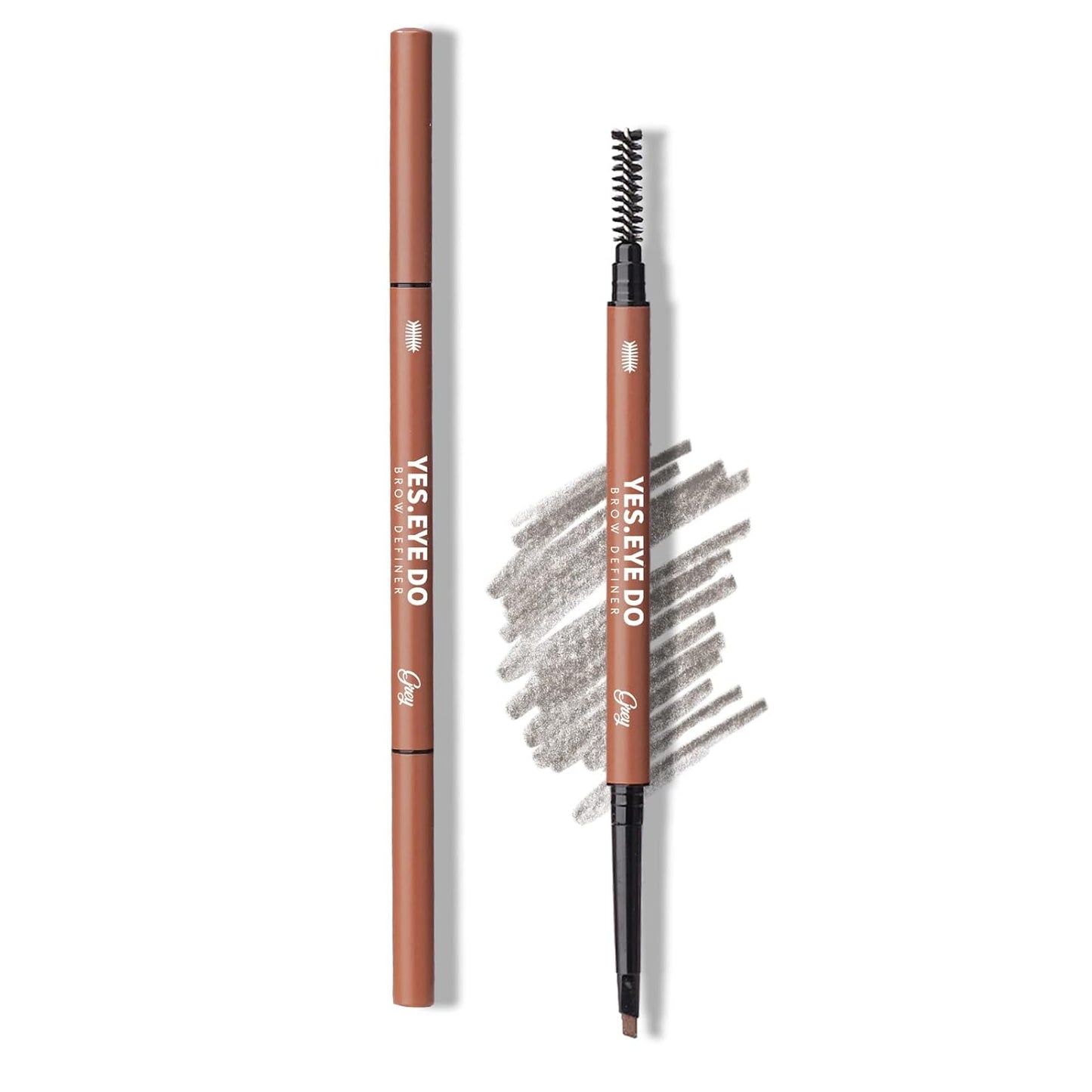 Gray Eyebrow Pencil for Older Women, Dual-ended Grey Eyebrow Pencil Waterproof with Brush Spoolie, Automatic Eye Brow Makeup Pen for Precise Defination, Long lasting and Smudgeproof,Grey, YES.EYE DO