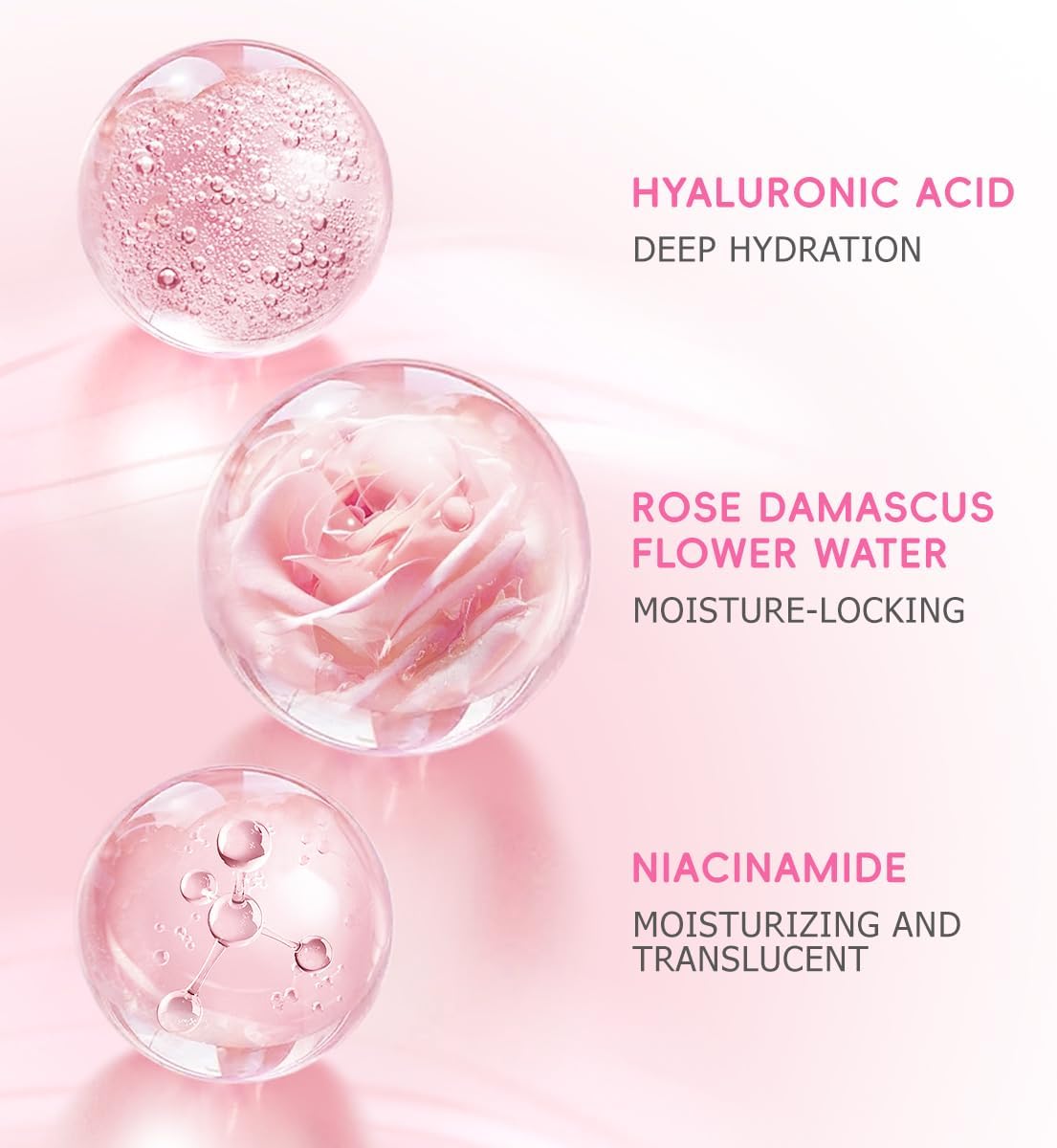 Nicotinamide Rose Essence Toner, with Rose Extract, Moisturizing, A Fresh and Delicate Feel, Alcohol-Free, Suitable for All Skin Types, 150ml/5.07 fl oz per Bottle.