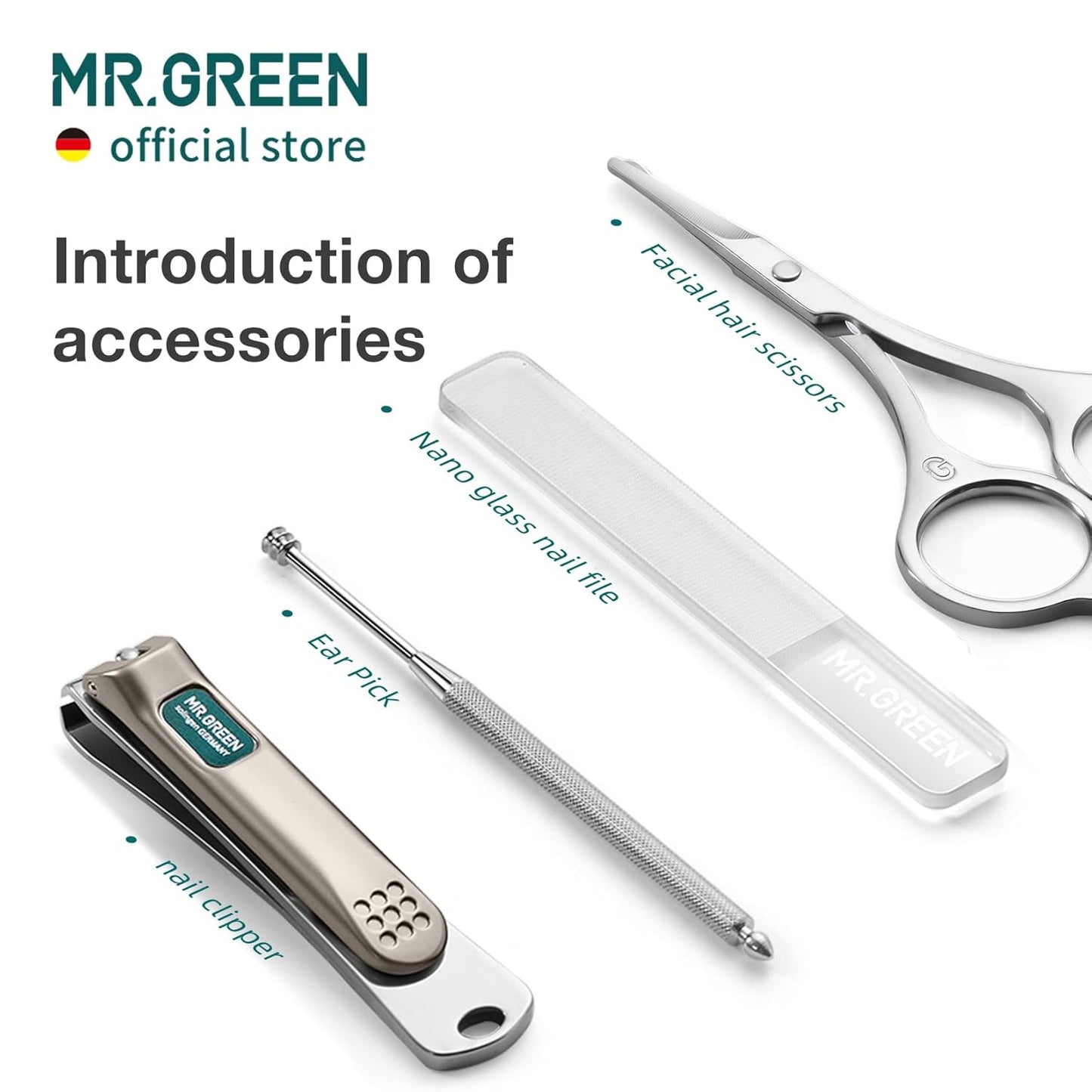 MR.GREEN Colorful Manicure Set Practical Pedicure Kits Nail Clippers Personal Care Tools Facial Hair Scissors with Fashion Case (Mr-6682 Light Yellow)