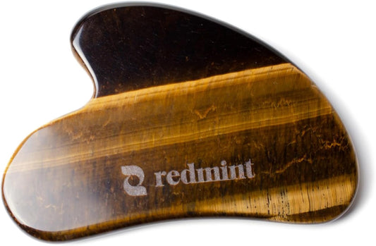 Redmint Tiger Eye Gua Sha Tool for Face | Rooted in Ancient TCM Wisdom | Rediscover Youthful Skin | Facial Massage Tools for Puffiness Reducing, Jawline Sculpting | Face Stone Gua Sha to Lift, Plump