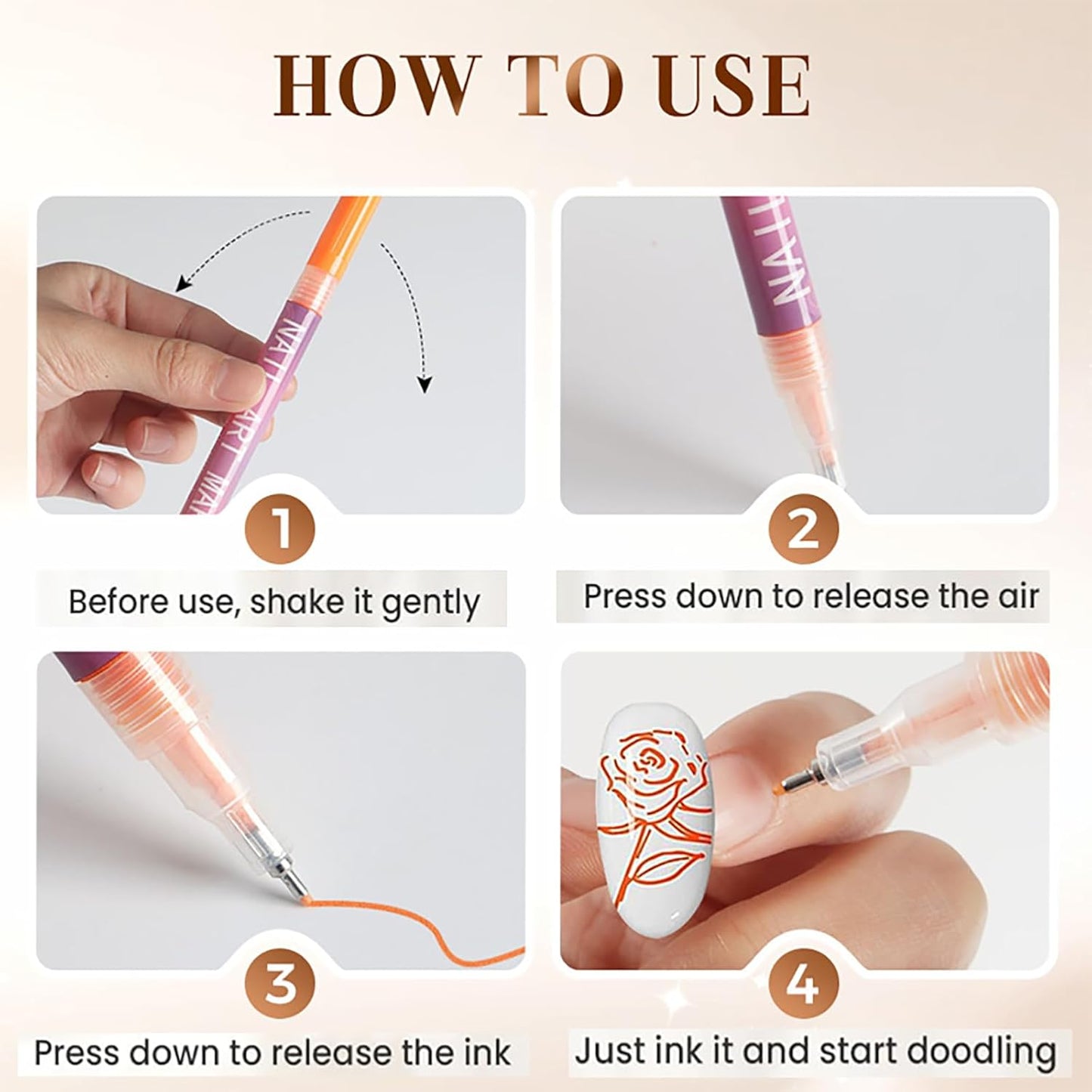 Nail Markers, 12 Colors Nail Art Pens Set Nails Art Markers Polish Pen for 3D Nail Art, Nails Arts Tools for Graffiti Dotting Drawing Painting Point Liner DIY Kit Home Nail Salon DIY (1 Set 12Color)