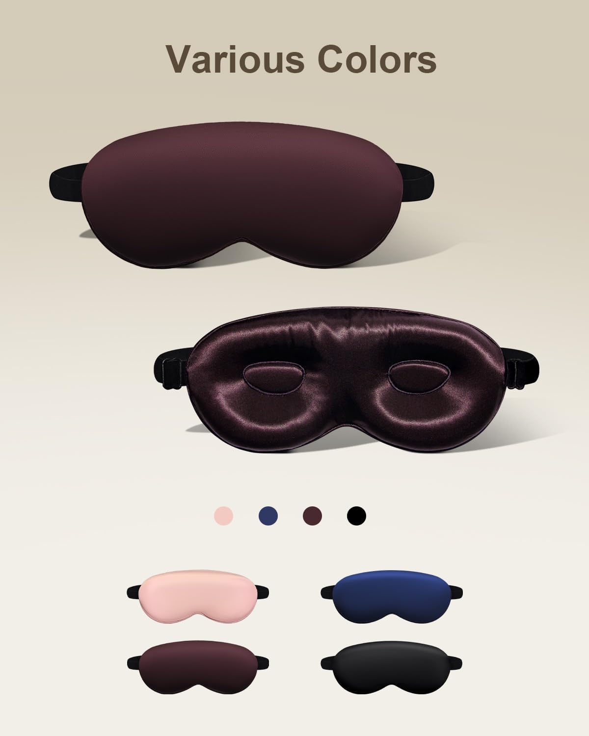 Luxury 22 Momme 100% Mulberry Silk Sleep Mask – 3D Eye Mask with Adjustable Strap, Gentle on Skin and Eyes, Provides Complete Light Blockage for Deep Sleep (Burgundy, Adjustable)