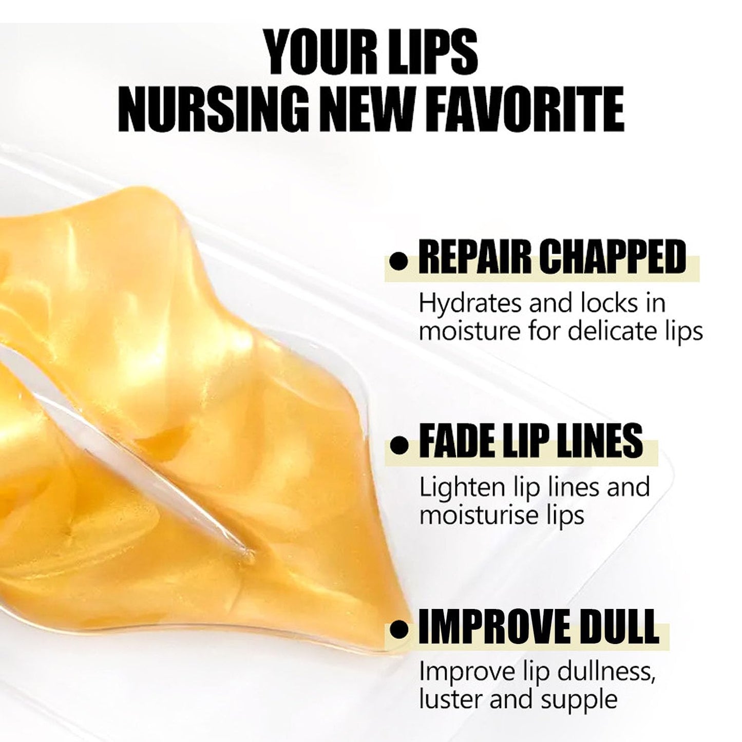 32 Pairs Eye Masks & Lip Mask, 24K Collagen Under Eye Patches for Dark Circles and Puffy Eyes, Reduce Lip Wrinkles, Anti Chapped & Remove Lip Dead Skin, Nourishes the Lip & Eye Skin (Gold)