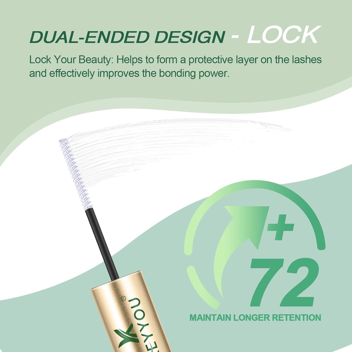 KEYYOU Lash Bond and Seal Cluster Lash Glue For Lash Clusters Strong Gentle Comfortable Bond and Seal WaterProof Mascara Wand Individual Lash Glue 5ml+5ml（CLEAR)