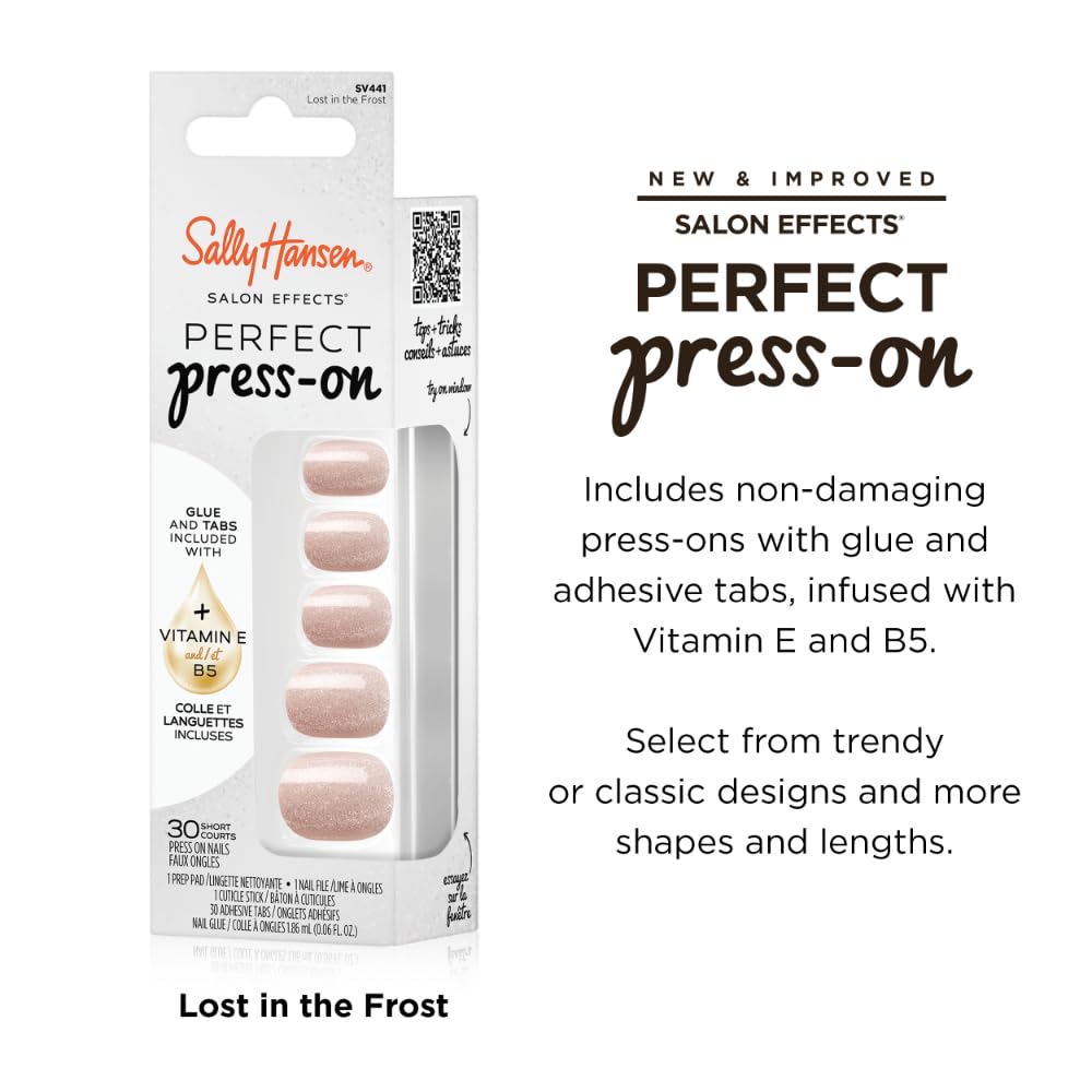 Sally Hansen Instant Cuticle Remover and Salon Effects Lost in the Frost Press On Nails Kit, Nail Care and Manicure Set