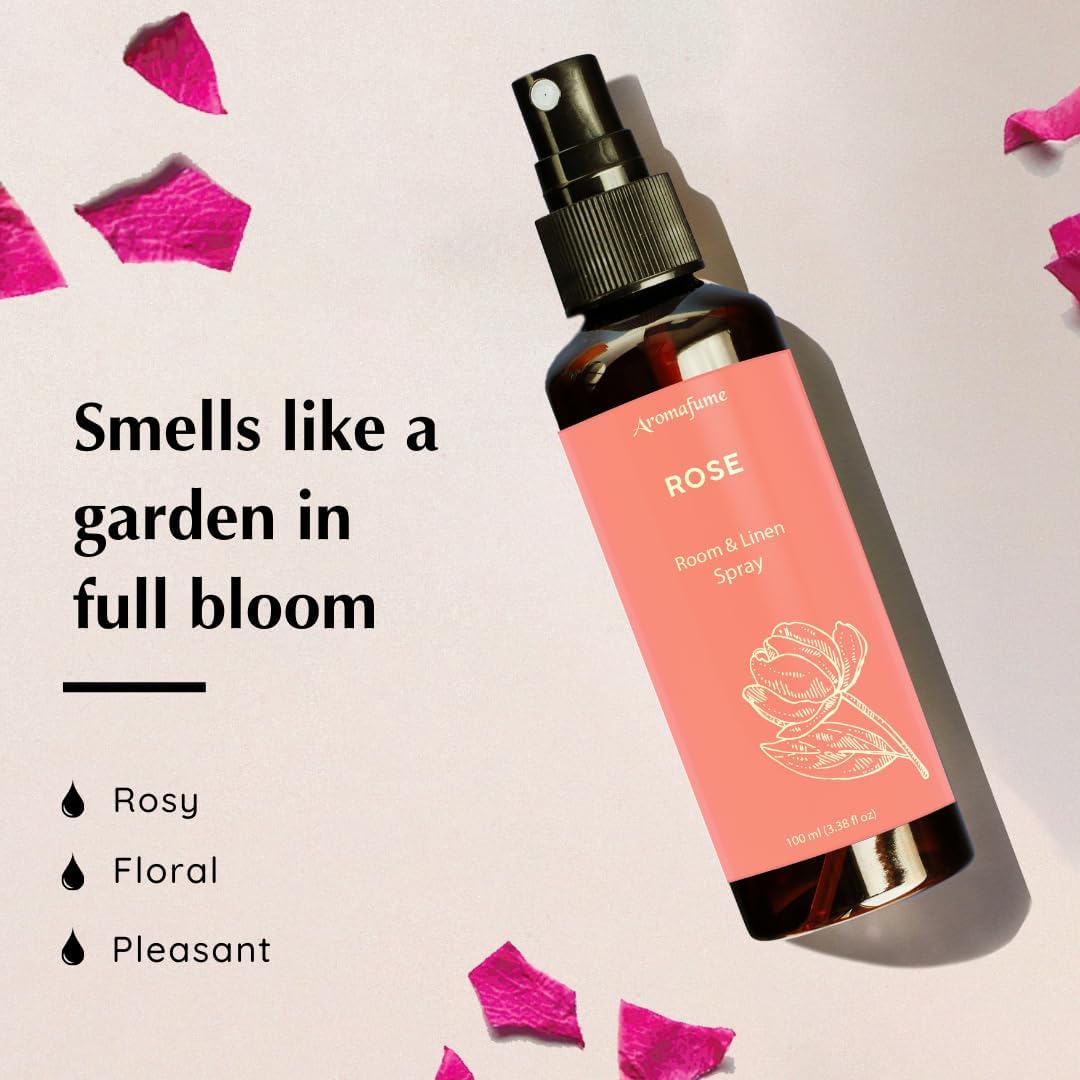 Rose Room, Linen & Pillow Spray by Aromafume | 100ml/3.38 fl oz | with Pure Rose Essential Oil | Aromatherapy Spray | Mist for Bedding, Fabrics