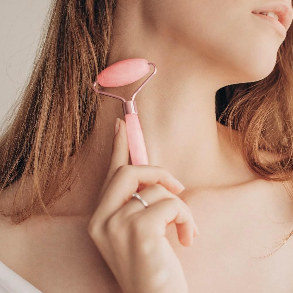 Jade Roller & Gua Sha, Face Roller Redness Reducing Skin Care Tools, Gua Sha Tools Set, Facial Roller Jade Roller for Face, Eyes, Neck