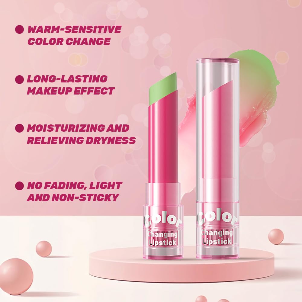 BINGBRUSH Color Changing Lipstick Set, PH Mood Peach Lip Balm and Gloss, Long Lasting Tinted Lip Stain (04# Mint Crush, 1 Count (Pack of 1))