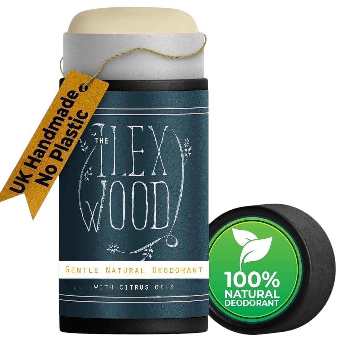 The Ilex Wood - Gentle Natural Deodorant with Citrus Oils - 2.4 fl oz. Natural Handmade Vegan Deo, no plastic, no alcohol, Sodium Bicarbonate Free, Recyclable, Cruelty Free, no Toxins & no Aluminium Salt