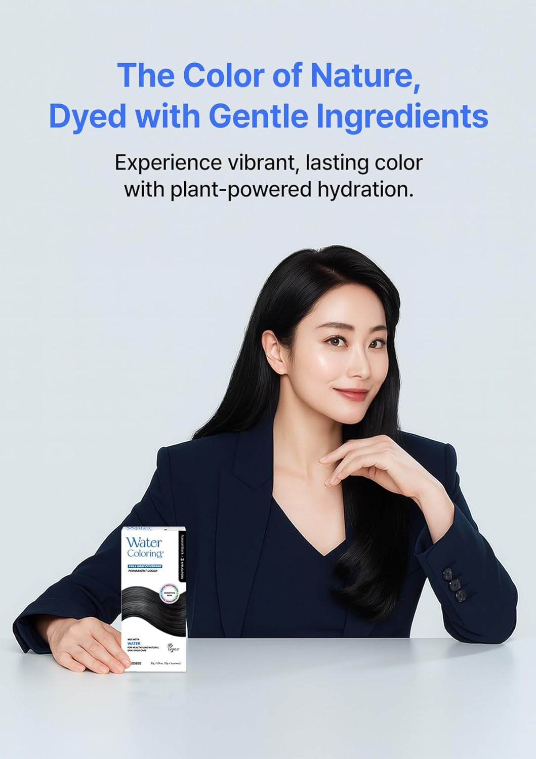 Korean Water Coloring for Gray Hair Coverage Dye, Medium Brown, 3 Packets, Quick & Natural Hair Tint, Vegan & Cruelty-Free Gray Cover, For All Hair Types, 30g (1.05 oz)