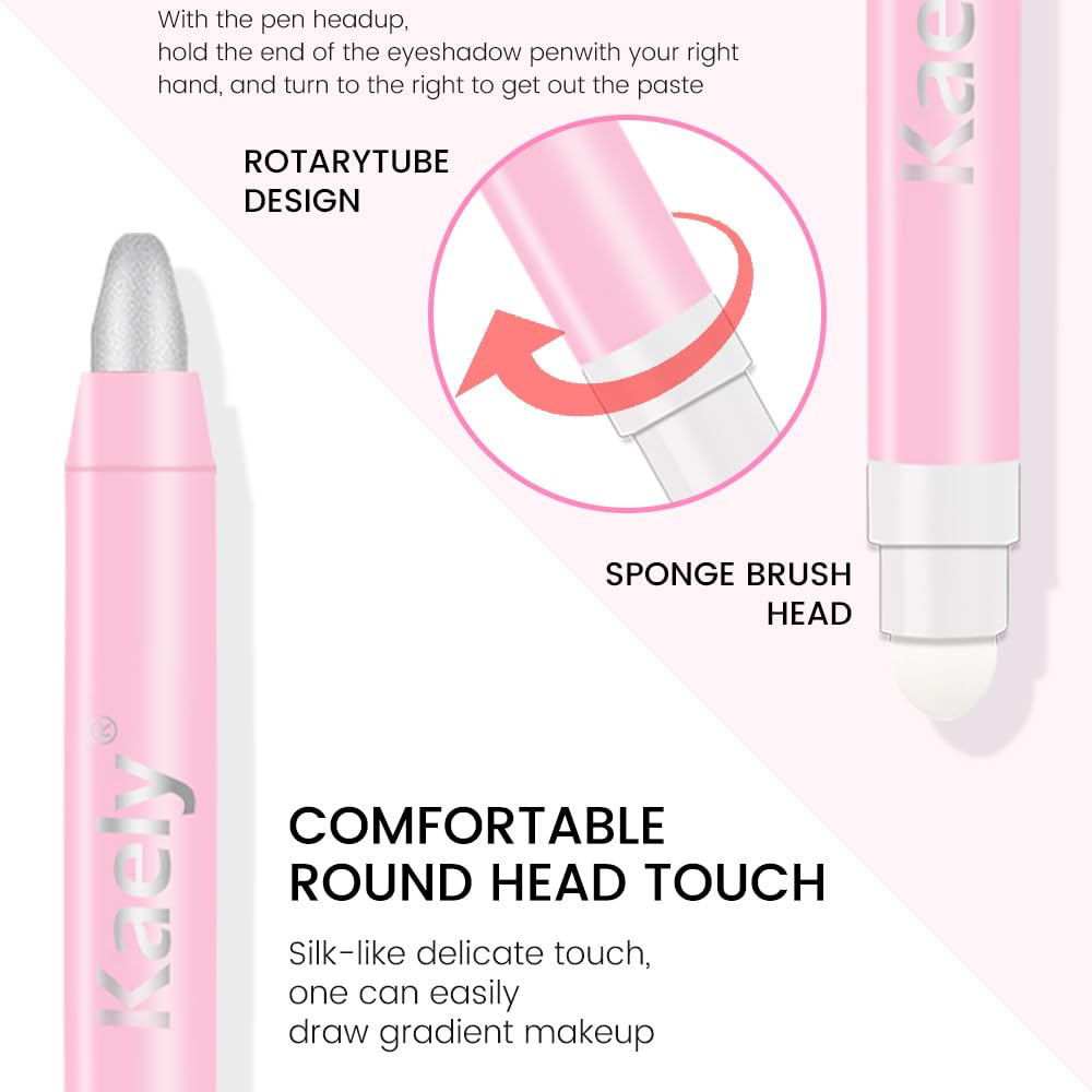 evpct 2Pcs Cream Eye Shadow Brightener Sticks Set for Eyes Waterproof, Dazzling Grey & Silver Shimmer Cream Eyeshadow Applicator Stick Long Lasting Pigmented Eye Makeup sombras en crema para ojos 2+16