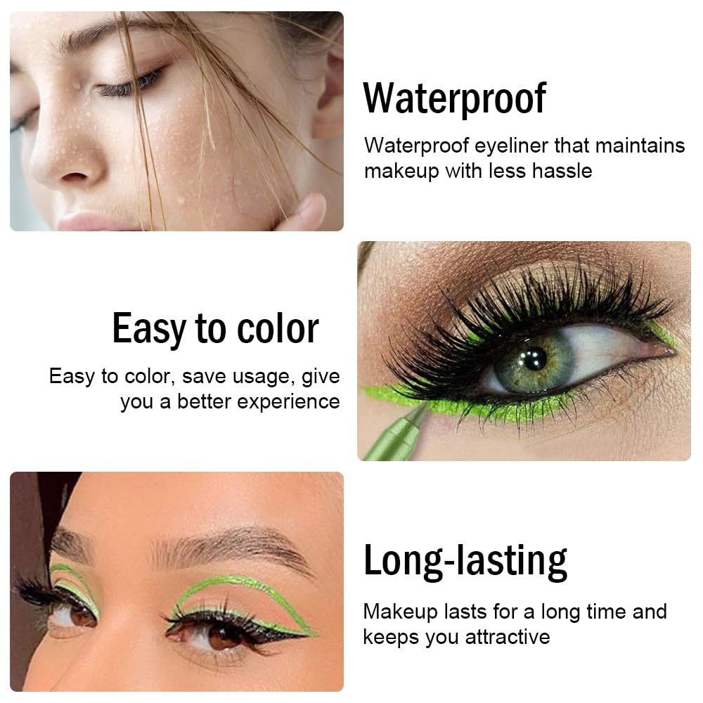 Kaely Gel Eyeliner Pencil for Women, Apple Green Eye Liner Waterproof Smudge Proof with Sharpener, Waterline Eye Makeup Liners, delineador de ojos contra el agua, Vegan & Cruelty-Free, 10