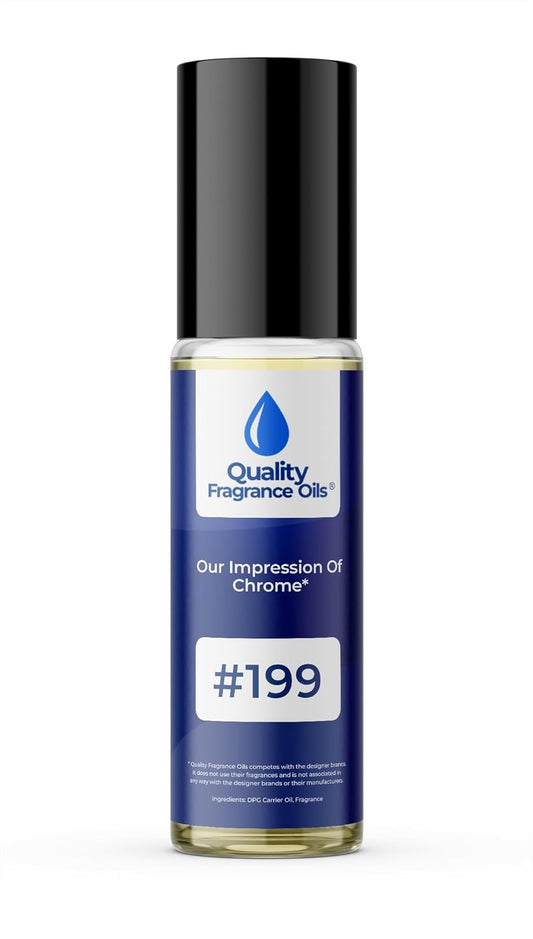 Quality Fragrance Oils' Chrome Impression #199 | Long-Lasting Perfume Oil, Alcohol-Free, Strong Scent, 10ml Roll-On | Affordable Alternative to Designer Fragrances