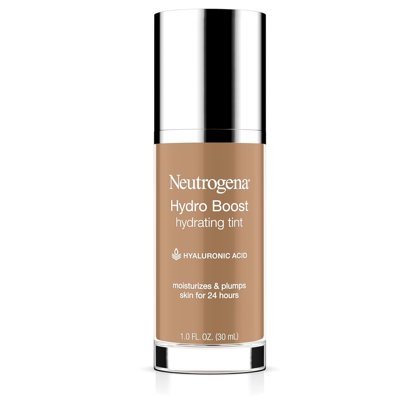 Neutrogena Hydro Boost Hydrating Tint Foundation Makeup for Dry Skin, with Hyaluronic Acid, Lightweight Oil-Free Water Gel, Non-Comedogenic, 105 Caramel Color 1.0 fl. oz