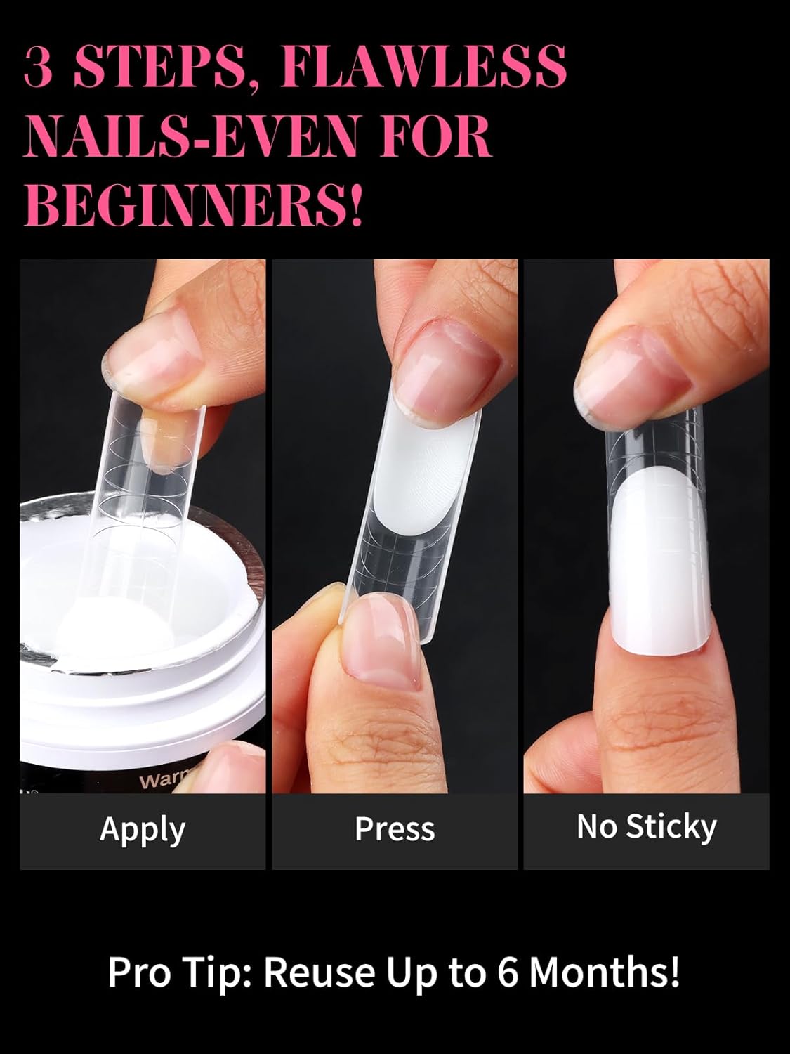 EBANKU Dual Nail Forms for Poly Extension Gel, 150 PCS Clear Square Nail Molds Reusable 15 Sizes Nail Extension Forms for Builder Gel Manicure Design Salon DIY