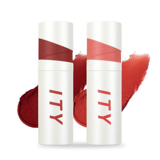 ITY Velvet Matte Finish Lip Stain-Mousse Textured Lip Clay, Conceals Lip Lines, Rich Pigment Lip Tint Lipsticks,2 Pack, 0.14 oz (4g) in Ruby, Radiance