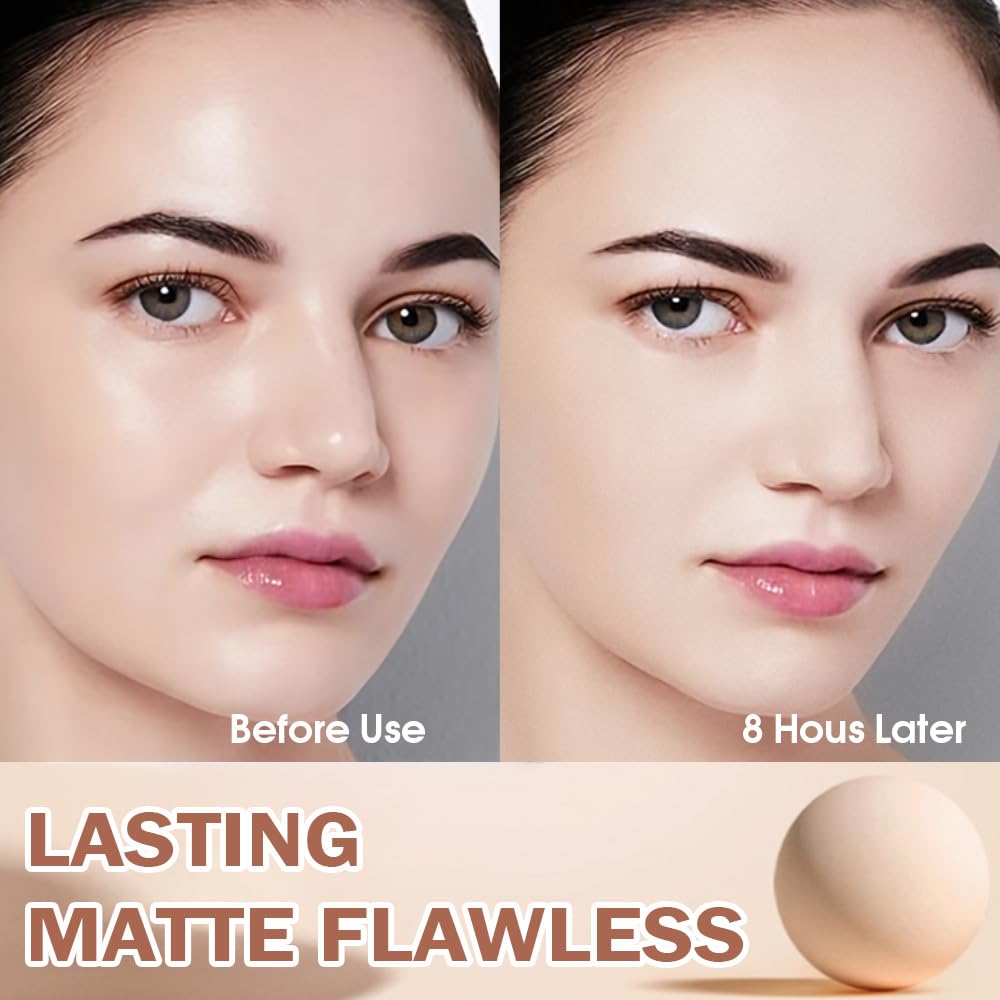 Kaely Oil Control Face Pressed Powder, Perfection Matte Compact Powder, Long Lasting Waterproof Finishing Powder Makeup, polvo compacto de maquillaje, Lightweight, Vegan, 10 Porcelain