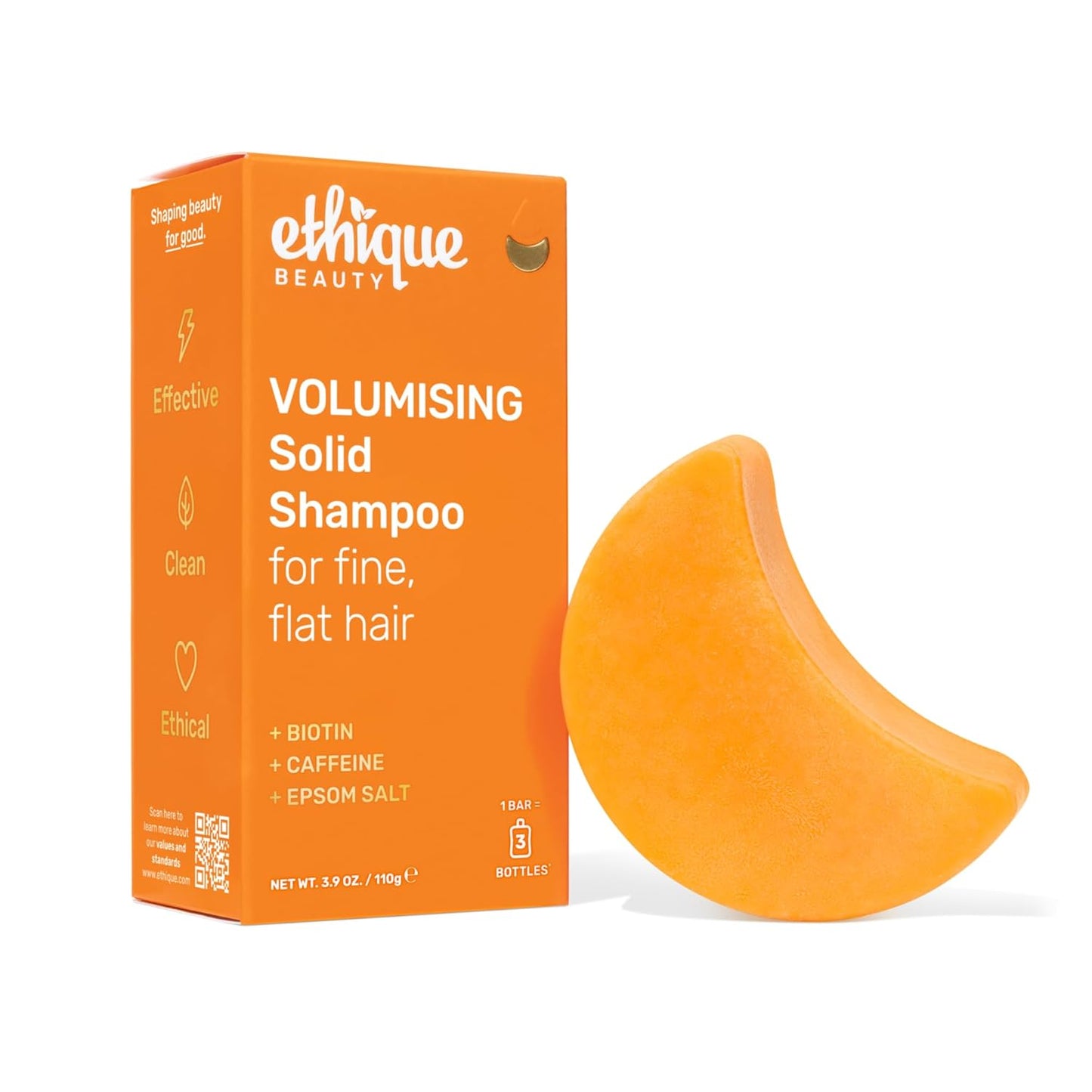 Ethique Volumizing Shampoo Bar with Biotin for thin, fine hair - Plastic-Free, Vegan, Cruelty-Free, 3.88 oz - Formerly Sweet & Spicy - Formerly Sweet & Spicy