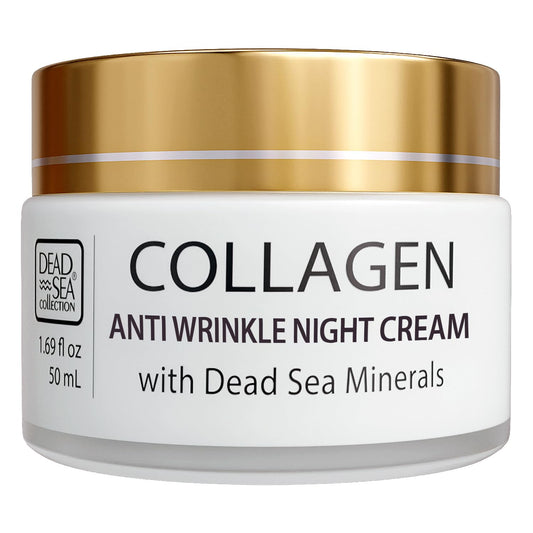 Dead Sea Collection Moisturising Night Face Cream with 3X Collagen – Anti Aging Nourishing Facial Moisturiser with Dead Sea Minerals and Vitamin E for Women and Men – All Skin Types (50 ml)
