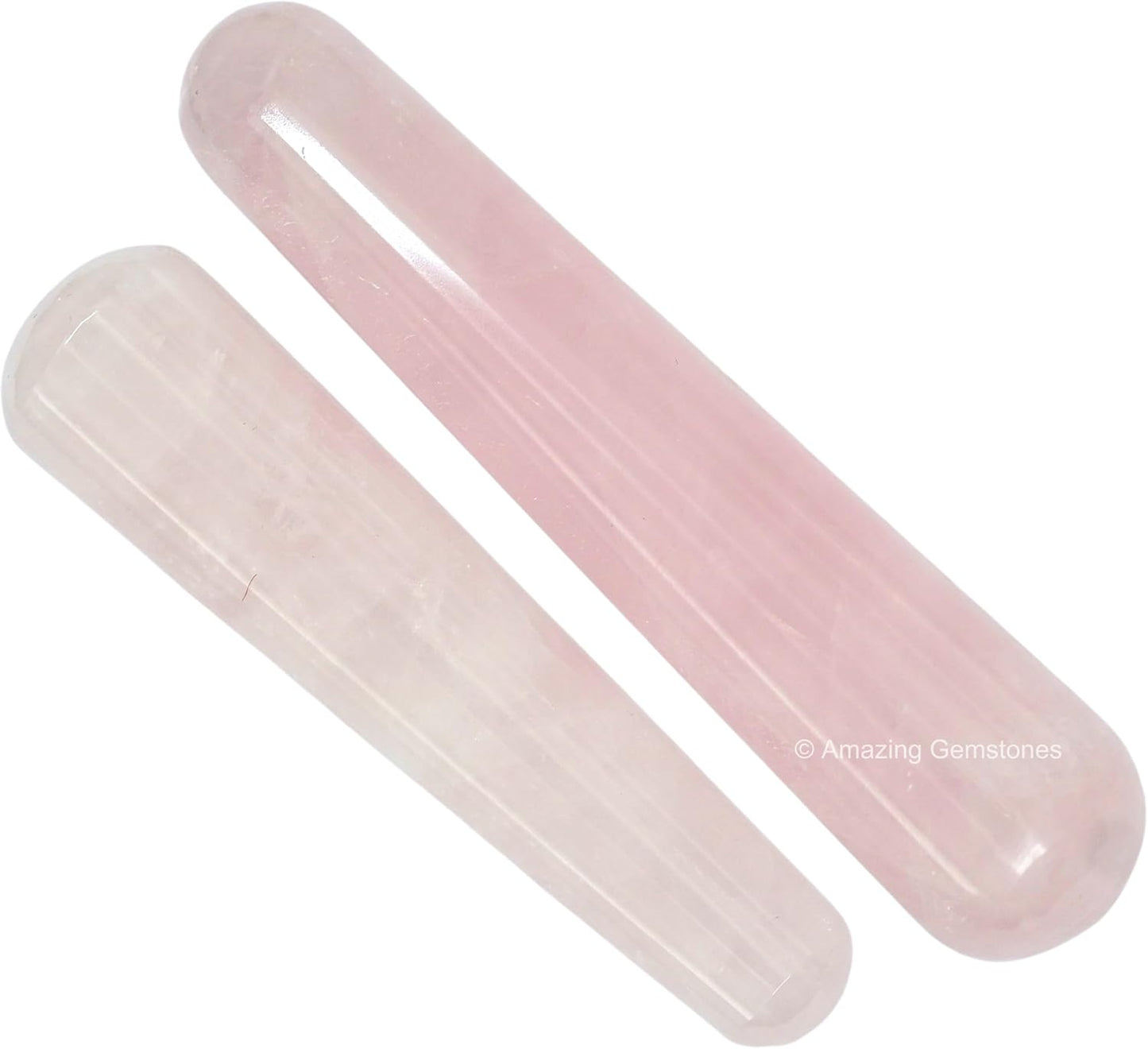 Amazing Gemstone Rose Quartz Crystal Wand Massage Stick - Pelvic Wand Gua Sha for Adults - Crystals and Healing Stones Massage Wands for Adults Gifts (Smooth)