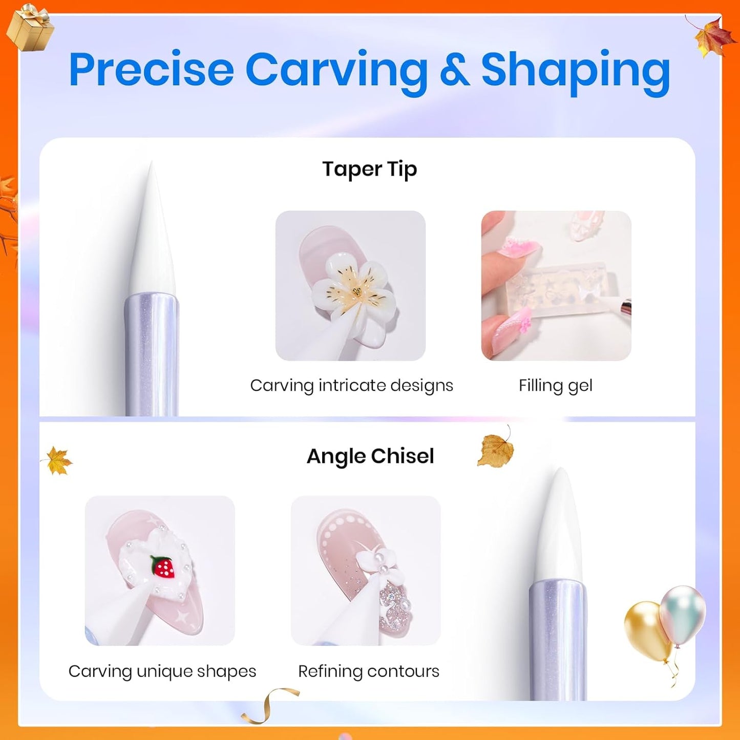 Beetles 5PCS Nail Art Dotting Tools Nail Art Sculpture Pen, Dual-Head Resin Nail Art Tools, Carving Drawing Tool, Silicone Brushes Set Pottery Clay Sculpting Tools Modeling Painting Tool DIY Art