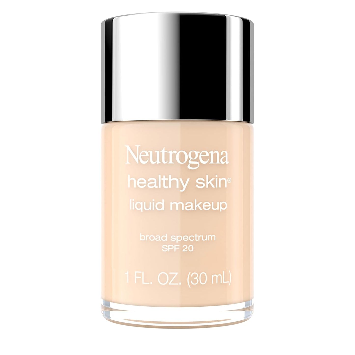 Neutrogena Healthy Skin Liquid Foundation Makeup with Broad Spectrum SPF 20 Sunscreen, Lightweight, Medium Coverage Makeup with Sunscreen and Pro-Vitamin B5, Buff 30, 1 fl. oz