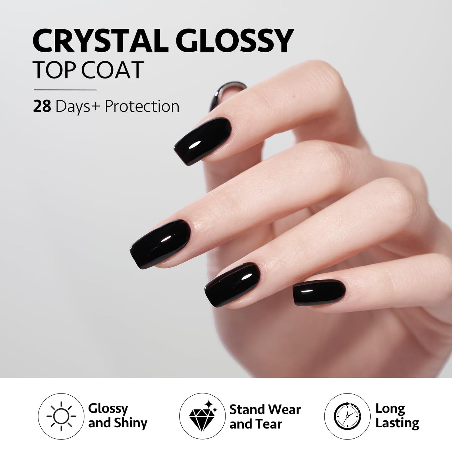 GAOY Crystal Glossy Gel Top Coat, 16ml No Wipe Clear Finish for Gel Nail Polish, High Gloss Varnish for Long Lasting UV Light Cure Nail Art DIY