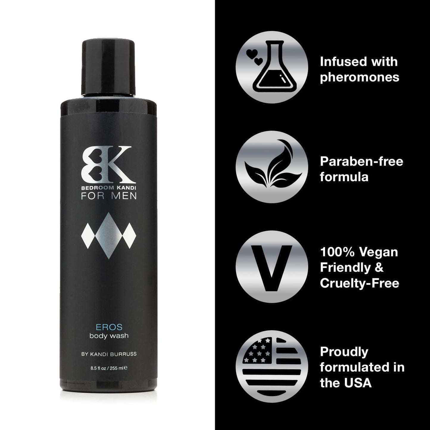 Bedroom Kandi for Men Body Wash | Pheromone Enhanced Moisturing & Deodorizing Wash | Eros Scent | Grooming Products for Men