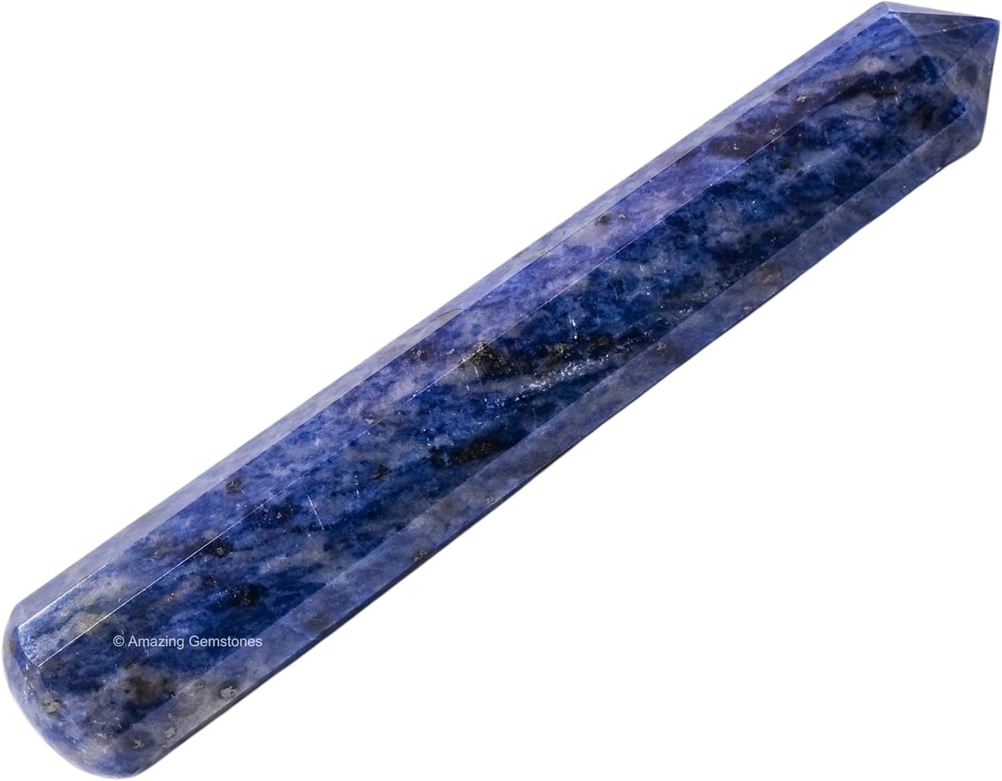 Amazing Gemstone Sodalite Crystal Wand Massage Stick - Pelvic Wand Gua Sha for Adults - Crystals and Healing Stones Massage Wands for Adults Gifts (Pointed)