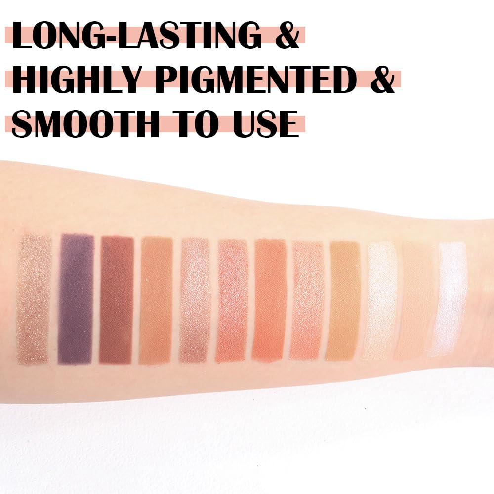 12 Colors Warm Eyeshadow Palette – Matte, Shimmer & Glitter Copper Coral Tones – Rose Gold, Champagne, Bronze & Terracotta Shades – High Pigment, Long-Lasting Eye Makeup for Women – 04#