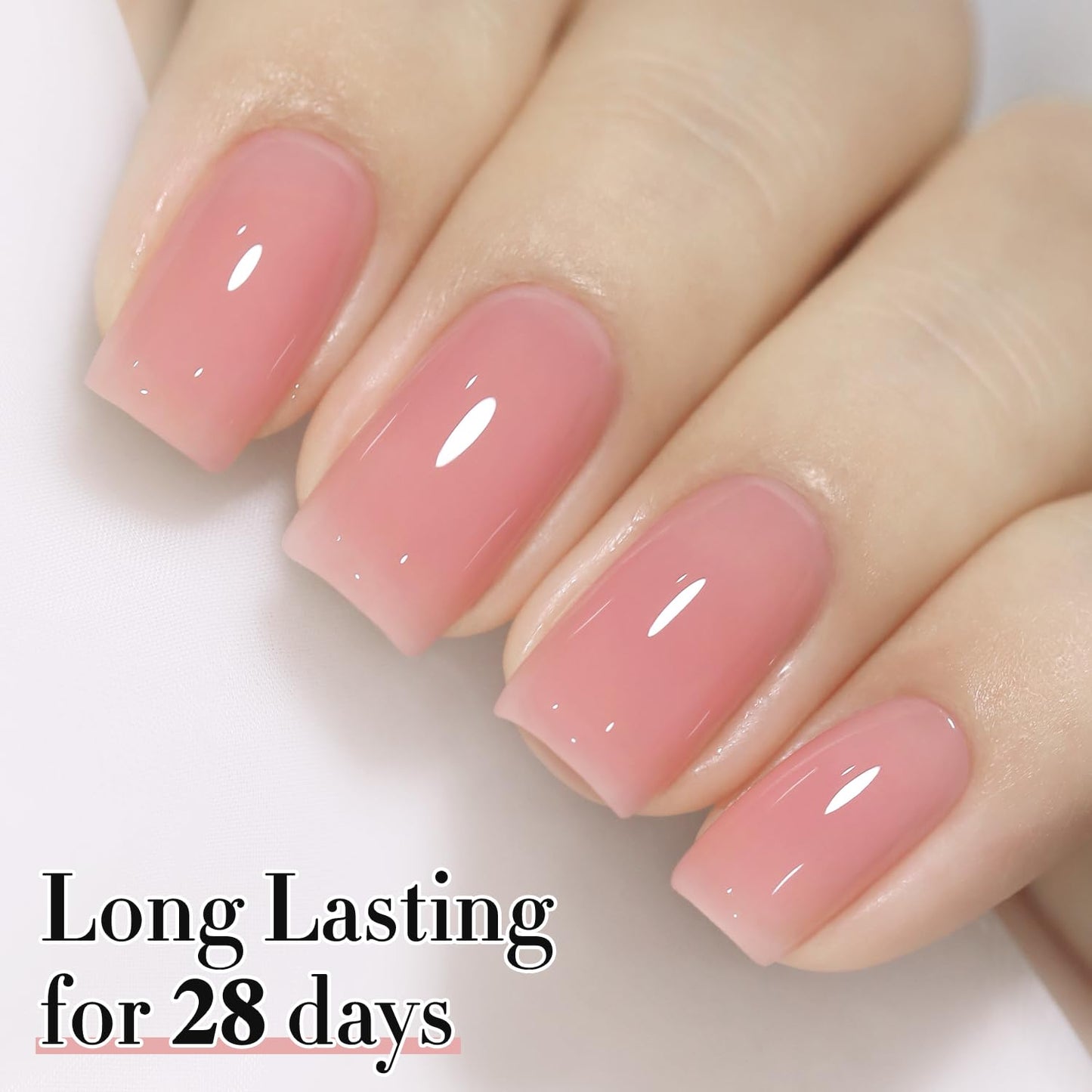 Double Rhythm 0.50 OZ Translucent Gel Polish Same Color Same Bottle Sheer Pastel Neutral Natural Milky 15 ML Jelly UV Nail Art DIY at Home (Jelly Rose Pink-A1380)