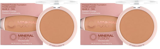Mineral Fusion Pressed Powder Foundation, Olive 4, 0.32 Ounce (Pack of 2)