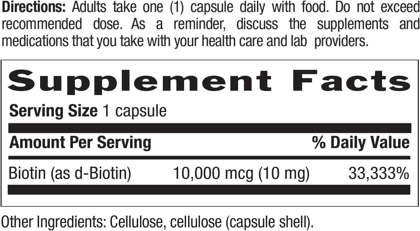 Country Life High-Potency Biotin 10mg - Vegan & Gluten-Free Biotin Supplement for Skin & Nails, Energy Metabolism - Biotin 10000mcg Capsules
