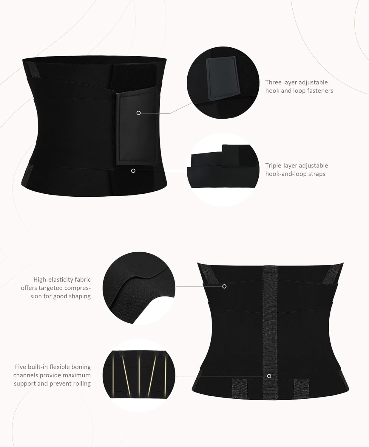FeelinGirl Waist Trainer Long Torso Waist Cincher Trimmer Ab Belt Tummy Control Body Shaper Triple Wrap Women and Men