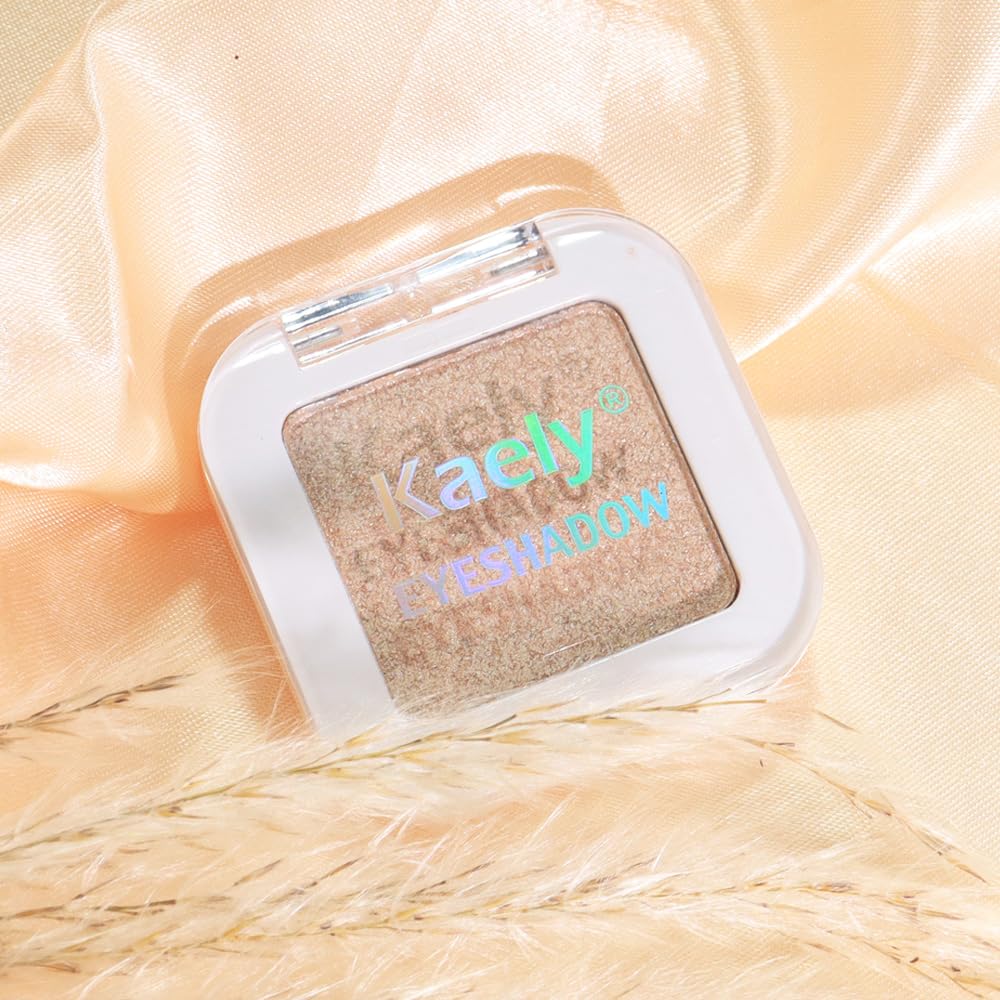 Kaely Pressed Single Eyeshadow Makeup, Light Nude Brown Shimmer Highly Pigmented Monochrome Eye Shadow Palette, Waterproof Neutral Powder Mini Eyeshadow, sombras para ojos, Lightweight Blendable, 20
